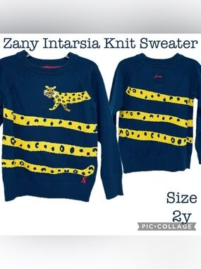 Joules British Designer Kids Clothing Zany Intarsia Knit Sweater Boys Size 2y